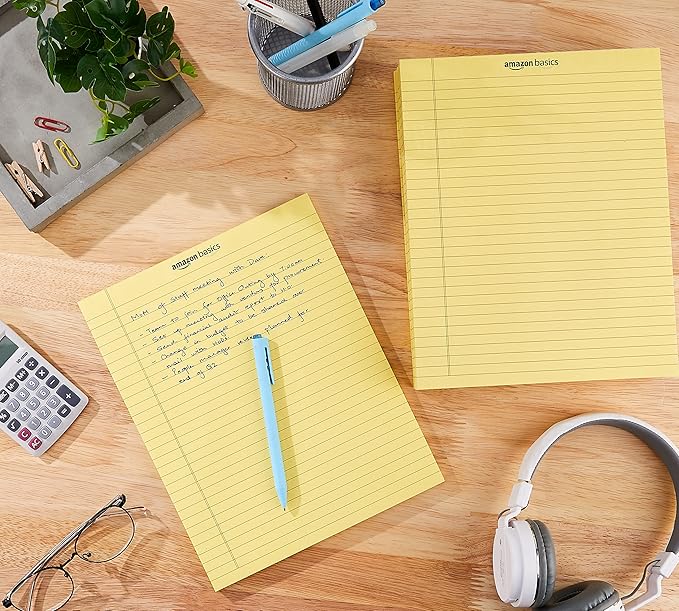 Amazon Basics Legal/Wide Ruled 8.5 x 11.75 inch Legal Pad, Canary, 72 Count (Pack of 12), 50 sheets per pad, 6 packs per carton - Image 8