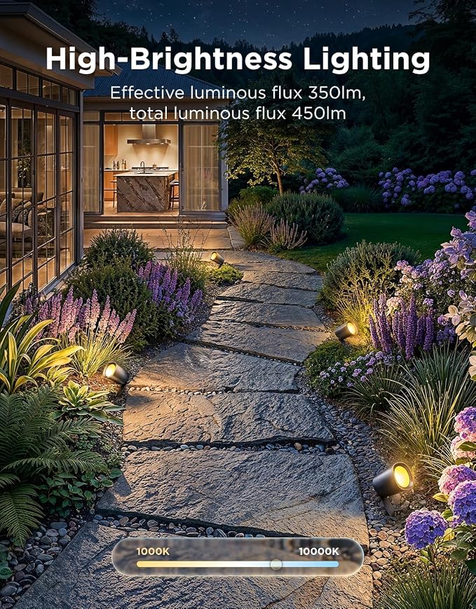 Govee Outdoor Spotlights Lite 4 Pack, IP67 Waterproof Spotlights, APP, WiFi | Landscape Lighting Work with Alexa, Matter and Google Assistant, RGBWIC Color Changing Light for Garden, Yard, Patio - Image 4