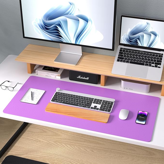 Aothia Leather Desk Pad Protector, Mouse Pad, Office Desk Mat, Non-Slip PU Leather Desk Blotter, Laptop Desk Pad, Waterproof Desk Writing Pad for Office and Home (31.5" x 15.7", Iris Violet) - Image 9