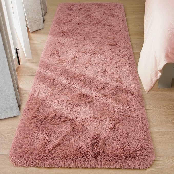 Tepook Soft Runner Rugs for Bedroom 2x6 ft with Rubber Backing, Blush Fluffy Rugs for Living Room, Shag Bedside Rug Fuzzy Plush Carpet for Room, Area Rug for Dorm Nursery Hallway Indoor Home Decor - Image 2