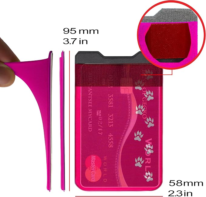 Phone Wallet - Adhesive Card Holder - Cell Phone Pouch - Stick on Lycra Pocket by Gecko - Carry Credit Cards and Cash - Image 2
