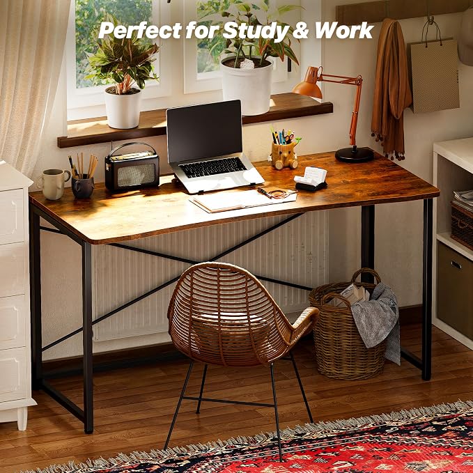 Huuger Folding Desk for Small Spaces, 31.5 Inch Foldable Computer Table, Easy Assembly, for Home Office, Study, Bedroom, Dorm, Space Saving, Small Writing Work Office Computer Desk, Rustic Brown - Image 8