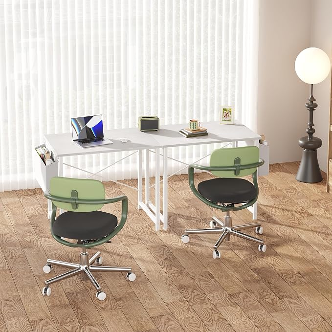 OLIXIS Small Computer Desk, 31 Inch Gaming Desks for Home Office | Writing Study Craft Work Table, Computer Workstation for Bedroom Small Spaces with Storage Bag, All White - Image 6