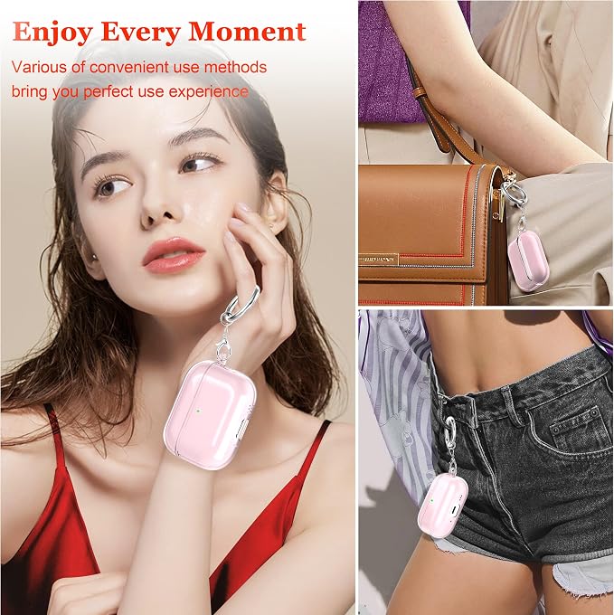 for AirPods Pro 3 Clear Case 2025, Military-Grade Shockproof, Soft TPU Highly Transparent Anti-Yellowing for AirPods Pro 3 Case with Cleaning Kit & Cute Round Buckle, Clear Pink - Image 2