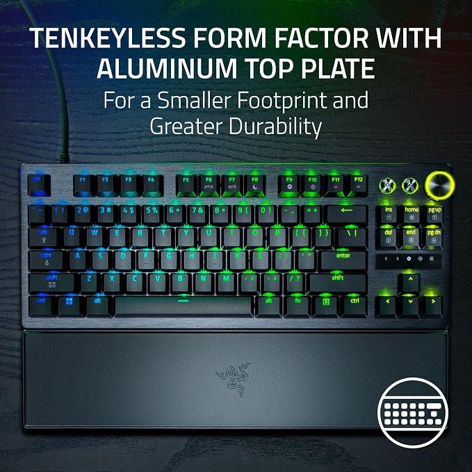 Razer Huntsman V3 Pro TKL 8KHz Esports Gaming Keyboard, Black | Analog Optical Switches Gen 2, 8KHz Polling, Razer Snap Tap, Rapid Trigger, Adjustable Actuation, Media Controls - Image 11