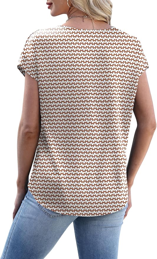 WIHOLL Womens Satin Summer Tops Cap Short Sleeve Blouses V Neck Shirts Business Casual Outfits Fashion Clothing 2026 - Image 6