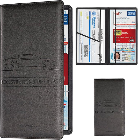 TOURSUIT Car Registration & Insurance Card Holder, Black | Vehicle License Document Organizer, Glove Box Compartment, Interior Car Accessories, For Women Men by TOURSUIT