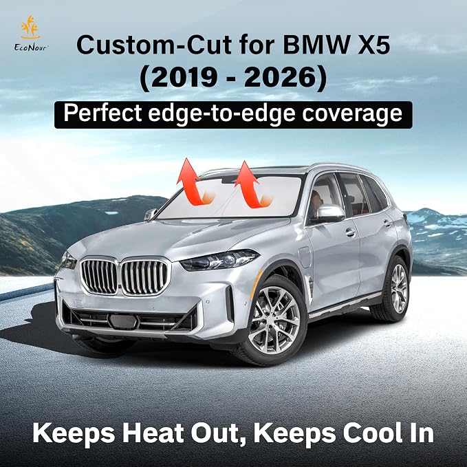 EcoNour Windshield Sunshade Compatible for BMW X5 2019-2024 2025 2026, Sun Visor for Front Windshield & Window Sun Shade Cover, UV Heat Blocker & Protector, Car Accessories - Image 2