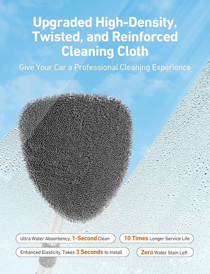 AstroAI 21" Extra-Long Windshield Cleaner Tool, Car Interior Detailing Cleaning Kit with Extendable Handle and 4 Upgraded Reusable Microfiber Pads, Auto Glass Wiper Brush Kit for Cars, Gray - Image 4