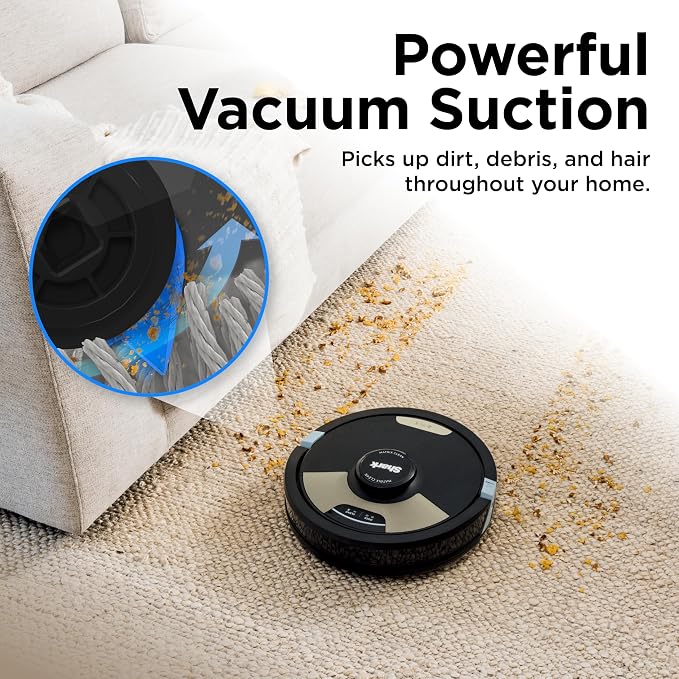 Shark Matrix Plus 2in1 Robot Vacuum & Mop with Sonic Mopping, Matrix Clean, Home Mapping, HEPA Bagless Self Empty Base, CleanEdge, for Pet Hair, WiFi, Compatible with Alexa, Black/Gold (AV2613WA) - Image 3