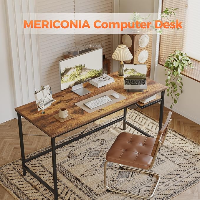 Mericonia 48x24 Inch Computer Desk, 0.6" Thick Small Office Table | Modern Simple Style, Small Study & Writing Table for Home Bedroom Work, Brown - Image 3