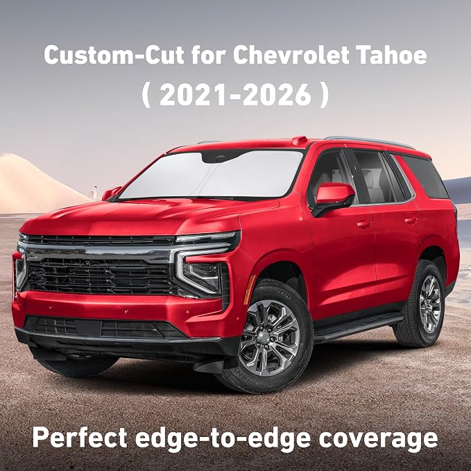 EcoNour Windshield Sunshade Compatible for Chevrolet Tahoe 2021-2024 2025 2026, Sun Visor for Front Windshield & Window Sun Shade Cover, UV Heat Blocker & Protector, Car Accessories - Image 2
