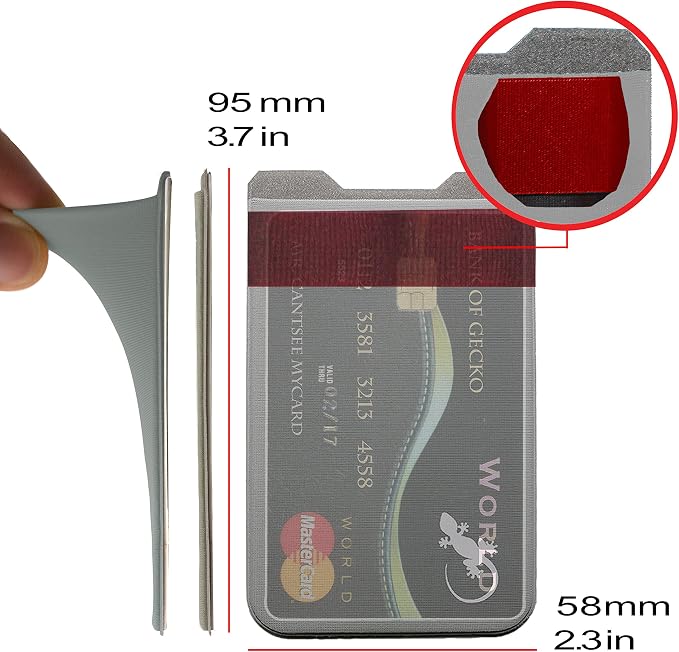 Phone Wallet - Adhesive Card Holder - Cell Phone Pouch - Stick on Lycra Pocket by Gecko - Carry Credit Cards and Cash - Image 3