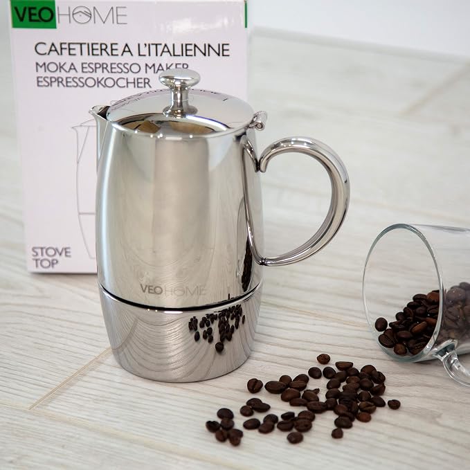 VeoHome Stovetop Espresso Coffee Maker - l Multi-Stove Stainless Steel Induction Moka Pot (300 mL) - Image 6