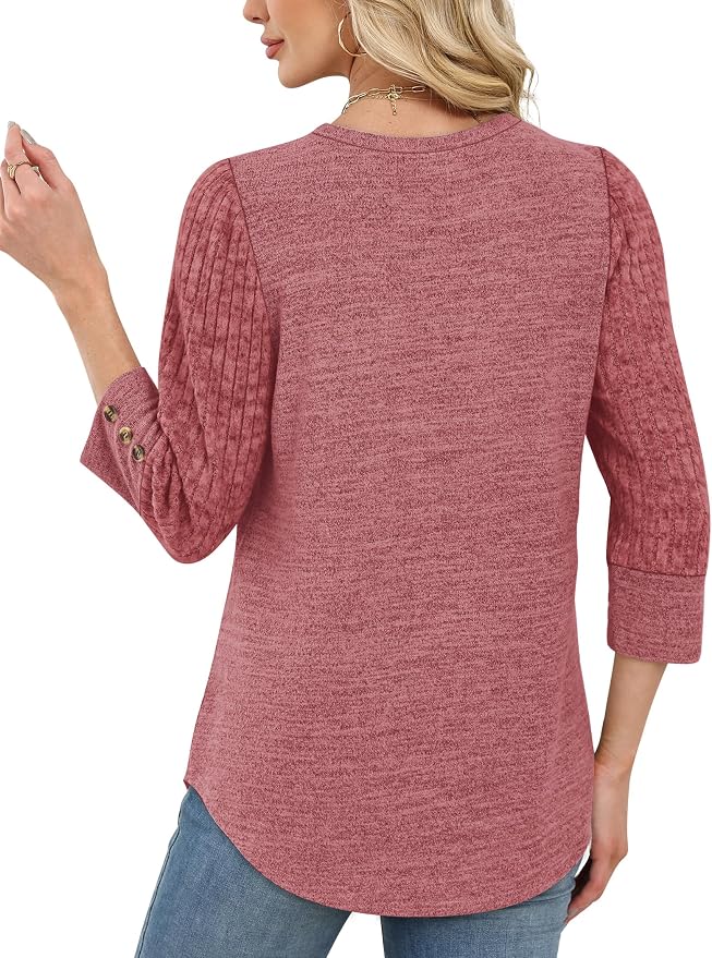 WIHOLL 3/4 Length Sleeve Womens Tops Sweaters Shirts Lightweight Spring Outfits 2026 Winter Clothing S-2XL - Image 5