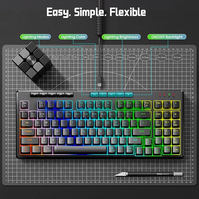 Redragon K517 Pro Wired Gaming Keyboard, RGB Backlit, Mechanical Feel 94 Keys Computer Keyboard with 4 Macro Keys, Number Pad, Anti-Ghosting, 4000mAh Battery for Win/MAC, PS4/5, Xbox - Image 5