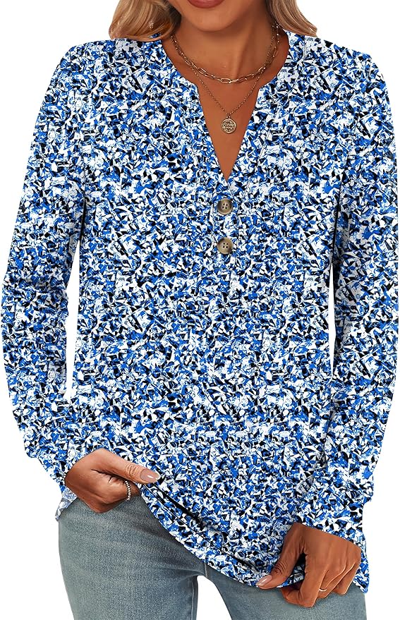 ANRABESS Women's Long Sleeve Shirts 2026 Spring Fashion Dressy Casual Tops Trendy Henley Blouses Cute Work Outfits Clothes by ANRABESS