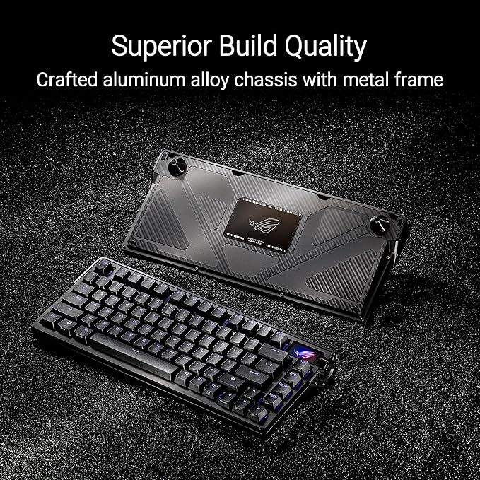 ASUS ROG Azoth Extreme Wireless Mechanical Gaming Keyboard – 75% TKL, ROG NX Snow Linear Switches, PBT Keycaps, Aluminum Chassis, Carbon Fiber, Gasket Mount, Color OLED Screen, PC/Mac Support - Black - Image 2