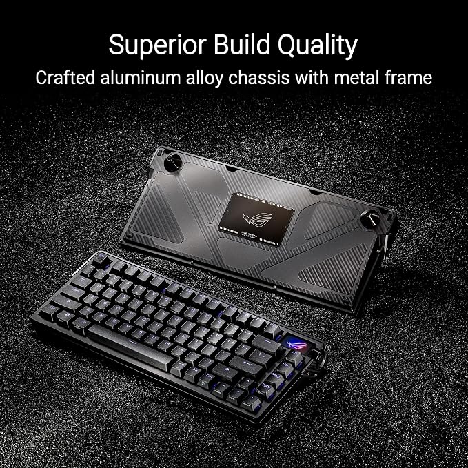 ASUS ROG Azoth Extreme Wireless Mechanical Gaming Keyboard – 75% TKL, ROG NX Storm Clicky Switches, PBT Keycaps, Aluminum Chassis, Carbon Fiber, Gasket Mount, Color OLED Screen, PC/Mac Support - Black - Image 2