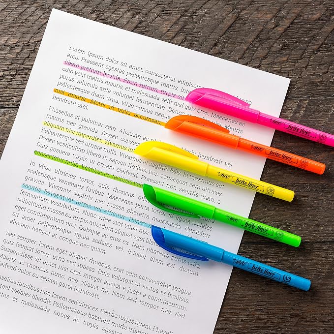BIC Brite Liner Highlighters, Chisel Tip, 12-Count Pack of Orange Highlighters, Ideal Highlighter Set for Organizing and Coloring | Ideal for Organizing and Coloring | Translucent Ink Emphasizes Text | Long-Lasting Formula, ACMI Certified - Image 4